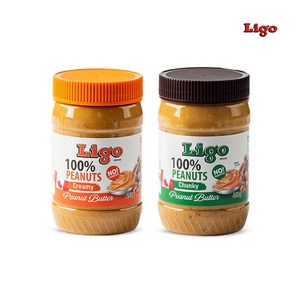 [리고] [LIGO] 100프로 땅콩버터 총 2병 (크리미 453g * 1병+ 청키 453g * 1병), 2개, 상세 설명 참조