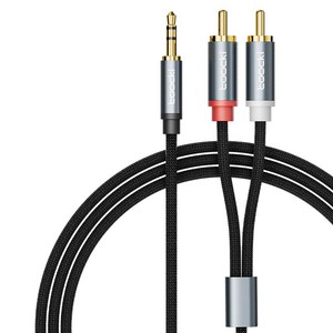 Toocki 툭키 3.5mm 3극 AUX 스테레오 케이블, 희색, 0.5m, AUX to 2RCA 케이블, 1개