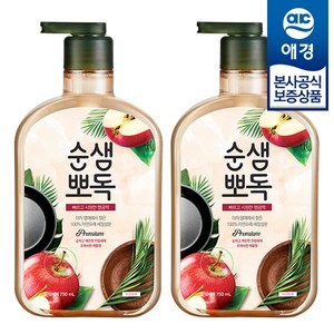 순샘 뽀독 주방세제 애플향, 2개, 750ml