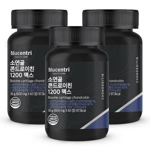 뉴센트리 100% 뉴질랜드산 소연골 콘드로이친 1200 맥스 그래스페드 자연방목 소연골, 3개, 60정