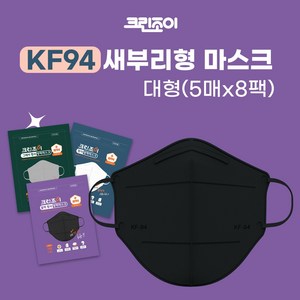 크린조이 KF94 마스크 새부리형 대형(1팩 5매입), 5개입, 8개, 블랙