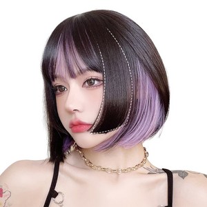 하이유니 솔라 히메 단발 통가발 30cm, 브라운블랙+애쉬퍼플 - 통가발+거치대+가발망, 1개