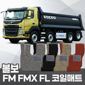 대형트럭 볼보 FM FL FMX 코일매트 운전+조수 확장형 자동차매트 트랙터 카포스 자동차발판, 볼보 FMX 운전+조수석만, 블랙