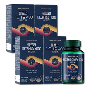 메가포텐 울트라 마그네슘 400 비타민B6 1200mg, 4개, 60정