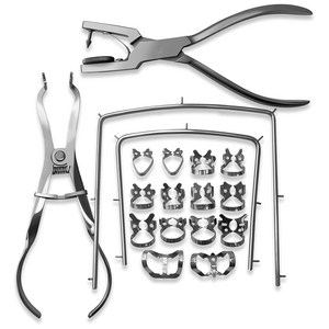 SURGICAL ONLINE Compehensive Dental Rubbe Dam Ki SURGICAL ONLINE 종합 치과용 고무 댐 키트 - 의료용 스테인레스 스틸 고무, 1개, New Rubbe Dam Kit State of