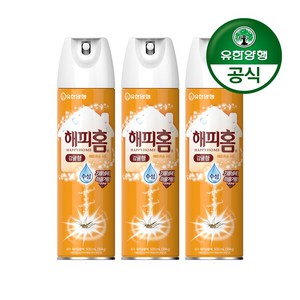 유한양행 [본사직영] 해피홈 모기약 수성 에어로솔 감귤향 500mL 3개