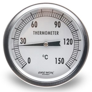 대원-바이메탈온도계-100파이-150도-센서길이150L, 온도계 150도 150L/550218, 1개