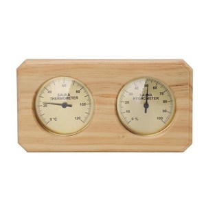 일본 직배송 Hilitand 사우나 온도계 습도계 아날로그 나무 벽걸이 배터리 불필요 목욕 온천 룸, 1개