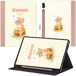 태블리 갤럭시탭 S9 FE S9+ 울트라 플러스 S펜 수납 케이스, SWEET[북커버]