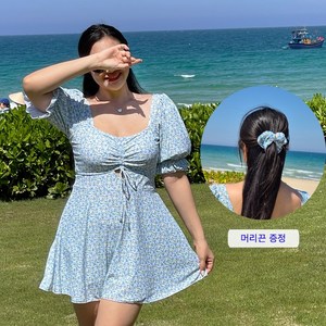[XL-5XL]스윗플라워 수영복 머리끈세트 빅사이즈 원피스수영복 머리끈증정 비치웨어 XL 3XL 5XL 플라워수영복