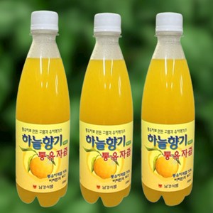 하늘향기 통유자즙 500ml x 3병 무농약 껍질째 갈아만든 유자과즙 유자액 무농약 유자청, 3개, 1개입