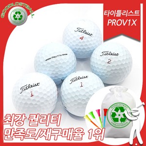 (최상급) 타이틀리스트 PROV1 A+/A급 50알 로스트볼+더스트백 증정, 50개, 1개입, 화이트