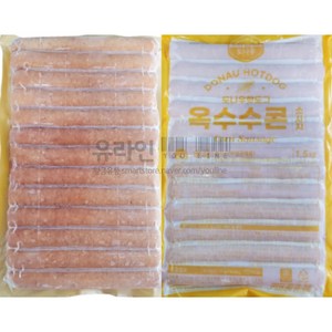 도나우 옥수수콘 핫도그 소시지 1.5kg(60gx25개입) [코리아타임스퀘어], 1.5kg, 1개