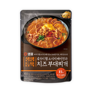 샘표 생생듬뿍 4가지 햄 소시지 베이컨과 치즈 부대찌개, 450g, 1개