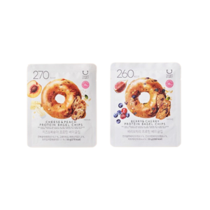 [딜라이트프로젝트] 2종 믹스 베리&체리 치즈&복숭아 프로틴 베이글 칩, 1세트, 55g
