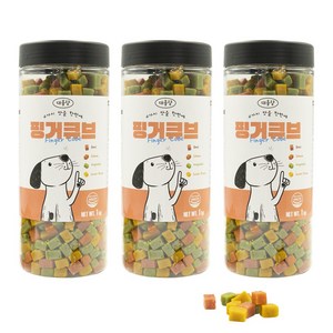 펫라벨 3kg 핑거큐브 강아지간식 교육용 훈련용 대용량 강아지 트릿 혼합 1 000g x 3ea, 3개, 1kg