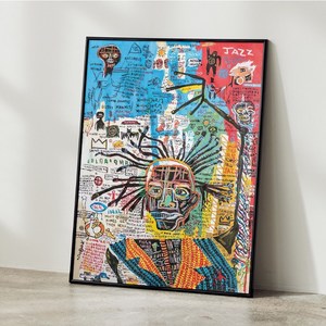 장미쉘 바스키아 그림 포스터 거실그림액자 명화그림 액자 작품 인테리어 JEAN MICHEL BASQUIAT 14, A2 사이즈(420x594mm), A2 포스터 + 블랙 액자 결합