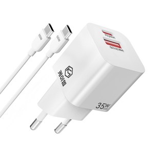 케이엠 2포트 PPS PD 듀얼포트 고속 미니충전기 +60W 초고속 충전케이블, 1개, USB+C타입