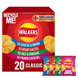 [영국발송] 4가지맛 20팩 워커스 클래식 버라이어티 멀티팩 감자칩 Walkes Classic Vaiety Multipack Cisps, 25g, 22개