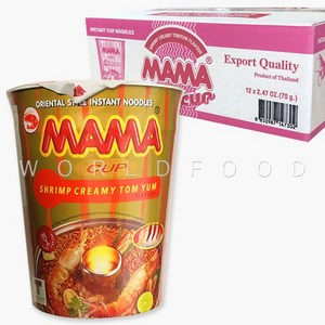 MAMA 마마 태국컵라면 쉬림프크리미톰얌 플레이버 70G, 12개