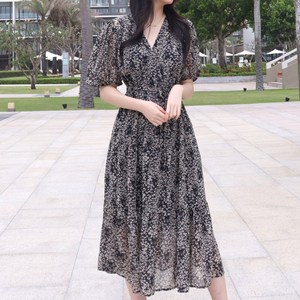 메리앤유 큐티소매 잔꽃 랩스타일 쉬폰원피스