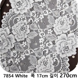 DKLACE-7854 / (폭 17cm 길이 1yd / 3yd / 5yd 기준) / 자가드 스판 레이스 모음, 3개, 화이트(White)