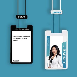 뉴슬림 사원증 릴 케이스 실리콘 목걸이줄 신분증 출입증 UV인쇄 제작, 로고인쇄있음, 블랙