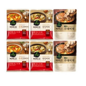 비비고 찌개 3종 6개 (두부김치 x2개 된장찌개 x 2개 스팸부대찌개 x 2개), 1세트, 1.42kg