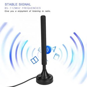 가정용 25dB 고 이득 FM 라디오 안테나 85-112Mhz 고감도 USB 신호 증폭기가있는 낮은 바닥용, 1개