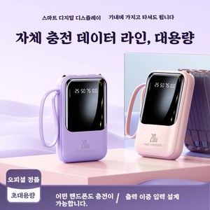 미니 보조배터리 20000밀리암페어 대용량 보조배터리 고속보조배터리 DX279, 핑크