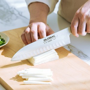 [정품] 글로벌나이프 G-80 산토쿠 나이프 18cm 딤플 들러붙지 않는 칼 평생AS, 은색