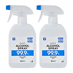 AWAS 에탄올 항균 살균 알콜 소독스프레이, 2개, 500ml