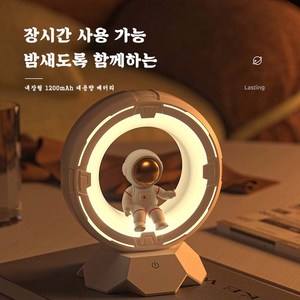 우주인 LED 무선 책상 스탠드 무드등 조명 4.4W 소형 침실 수면등 TD922, 핑크