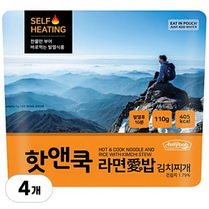 이지밥 핫앤쿡 라면애밥 김치찌개, 110g, 4개