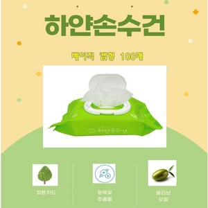 하얀손수건 물티슈 플레인 베이직 캡형, 10개, 100매입, 45g