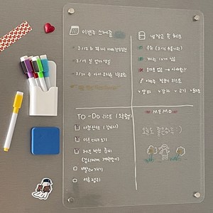라이프그래피 투명자석 아크릴 냉장고 메모보드 스케줄표, 메모보드+마카6색+지우개