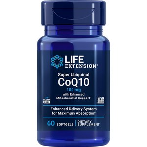 라이프익스텐션 슈퍼 유비퀴놀 CoQ10 100mg 미토콘드리아 서포트 60정, 1개