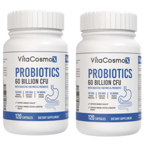 VitaCosmoX 비타코스모엑스 프로바이오틱 프리바이오틱 이뉼린 유산균 600억 CFU 120 야채캡슐 [미국제조사 직배송], 2개, 120정