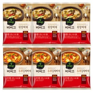 비비고 찌개 2종 6개(두부김치찌개x3개+된장찌개x3개), 1세트