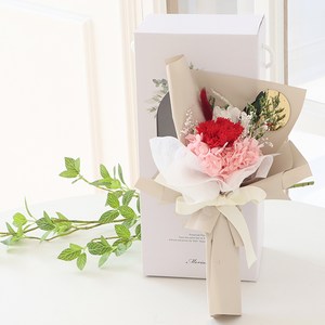 [모리앤]마음을담은 생화프리저브드 조명꽃다발 기프트박스 세트, 레드