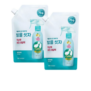 온더바디 코튼풋 발을 씻자 풋샴푸 레몬민트향 에코 리필팩 500ml, 1개입, 2개