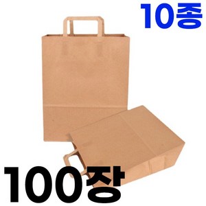 미패키지 크라프트 플랫 종이쇼핑백 무지 종이가방 100매