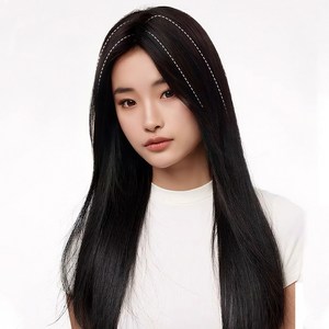 HAIRCUBE 여성용 옆머리가발 3D 입체커버 정수리 부분가발 100%인모 한 피스, 내츄럴 블랙, 25cm, 1개