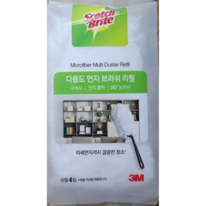 3M 스카치브라이트 다용도 먼지떨이 브러쉬 리필 4입, 2개, 화이트