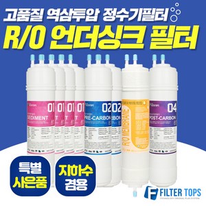 필터탑스 고품질 RO멤브레인 역삼투압 언더싱크 정수기 필터, 선택01_전체세트(1+1+1+1=4개), 1개