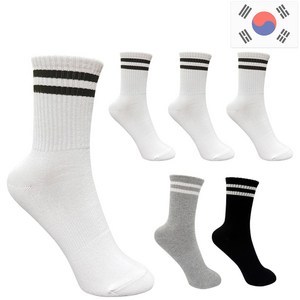 비바슈슈 여성용 더블 쿠션 러닝 스포츠 스트라이프 장목 양말 6켤례 (230~250mm)