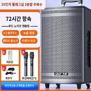 SAST 25인치 (15인치 우퍼) 600W 고출력 이동식 야외스피커 옥외 방수 블루투스 공연 버스킹 공원 매장 스피커, 단품