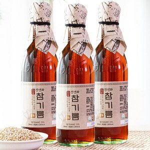 시장쏙 전연화 참기름 골드, 3개, 350ml