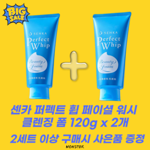 센카 퍼펙트 휩 페이셜 워시 클렌징 폼, 120g, 2개