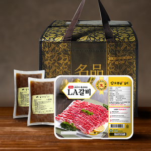 [도봉산갈비] LA갈비 2kg 추석 선물세트(양념장 500g+500g 무료증정), 미국산LA갈비+양념1kg, 1개